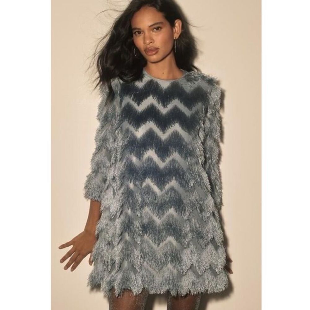 Anthropologie Hutch Blue Chevron Mini Dress/ size XS